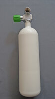 Diving bottle 2 litre 300bar complete with valve white
