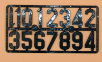 Nummernblock, Nummer 0 bis 9 schwarze Ziffer zur Kennzeichnung von Gegenst&auml;nden mit zwei Nagell&ouml;schern